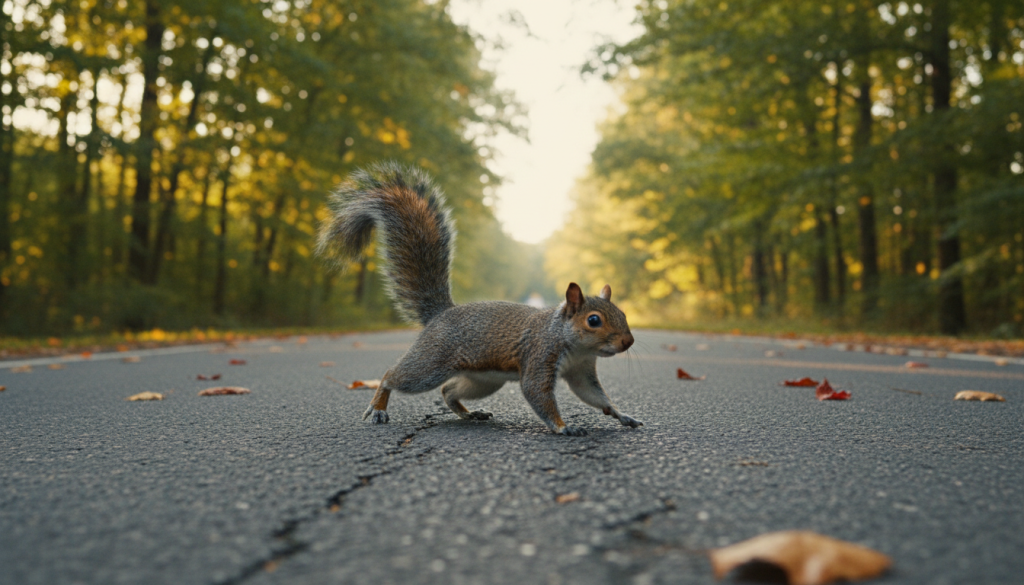 découvrez la signification symbolique et les différentes interprétations de voir un écureuil traverser la route, un signe souvent lié à la prudence et à la préparation.